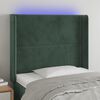 vidaXL T&ecirc;te de lit &agrave; LED Vert fonc&eacute; 93x16x118/128 cm Velours