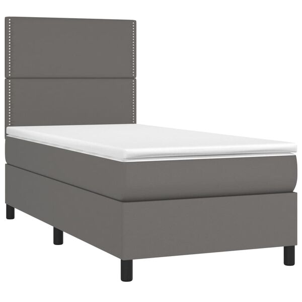 vidaXL Sommier &agrave; lattes de lit avec matelas Gris 100x200 cm Similicuir