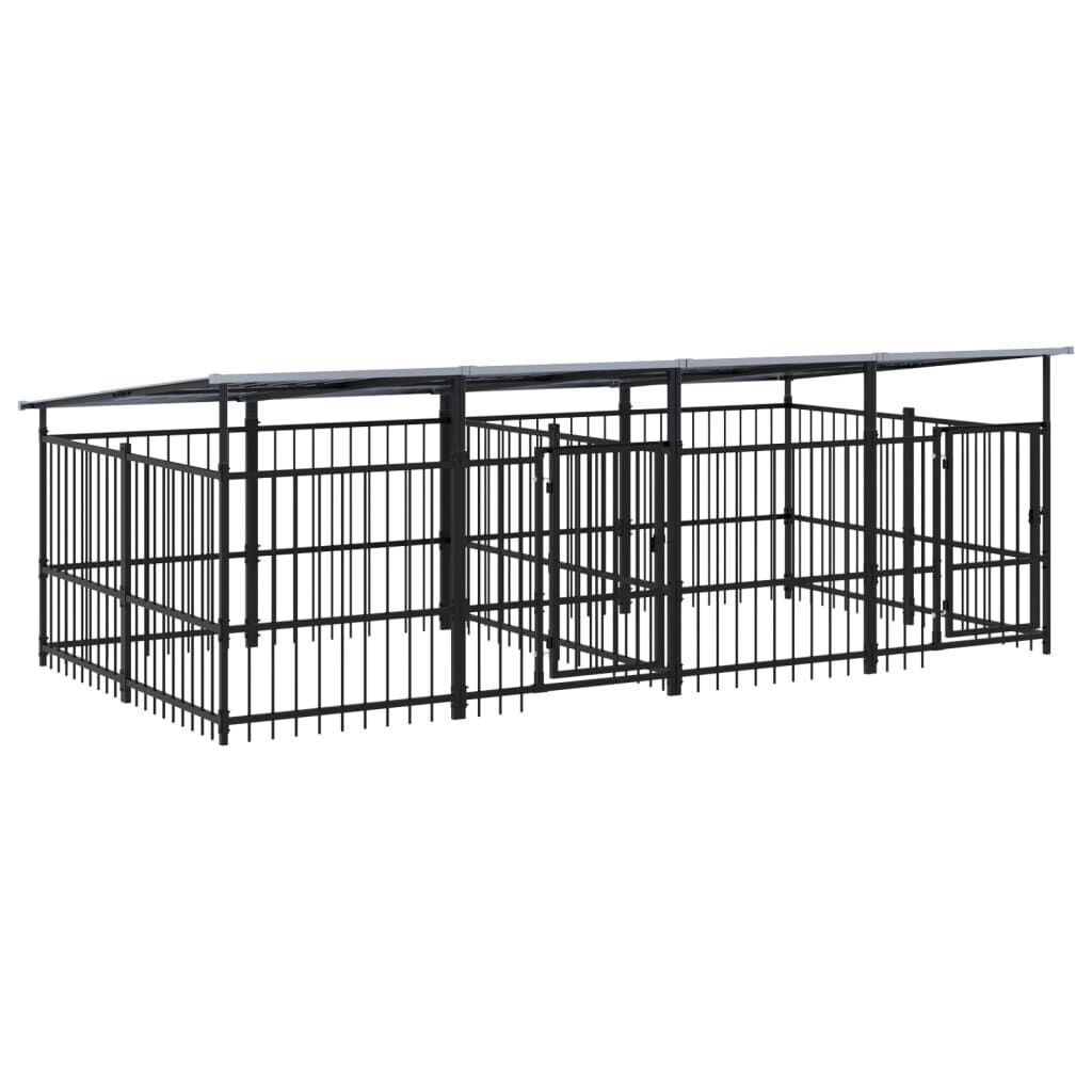 vidaXL Chenil d'extérieur avec toit pour chiens Acier 7,51 m²