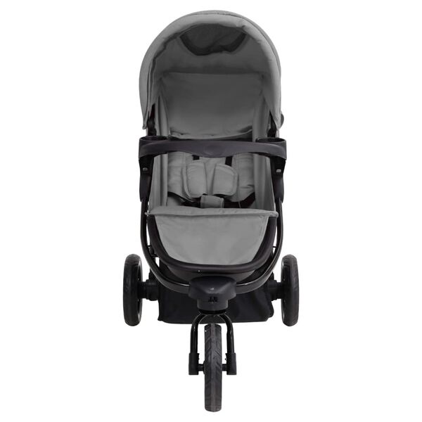 vidaXL Poussette b&eacute;b&eacute; &agrave; 3 roues Gris clair et noir Acier