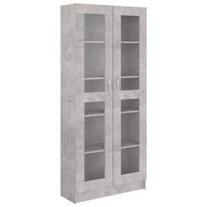 vidaXL Armoire &agrave; vitrine Gris b&eacute;ton 82,5x30,5x185,5 cm Bois ing&eacute;nierie