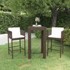 vidaXL Meubles de bar de jardin 3pcs et coussins Résine tressée Marron