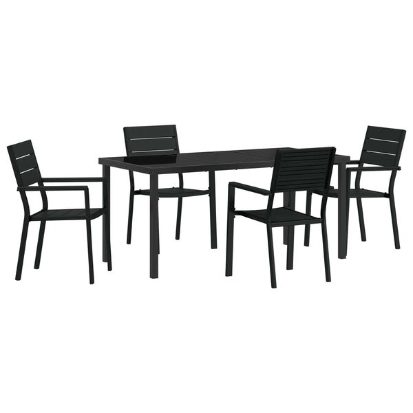 vidaXL Ensemble de salle &agrave; manger pour jardin 5 pcs Noir