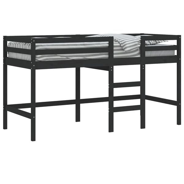 vidaXL Lit mezzanine d'enfants sans matelas avec &eacute;chelle noir 80x200cm