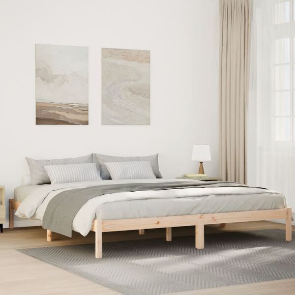 vidaXL Cadre de lit extra long sans matelas 180x210 cm bois massif pin