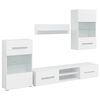 vidaXL Meubles TV 5 pcs avec lumière LED blanc mat bois d'ingénierie
