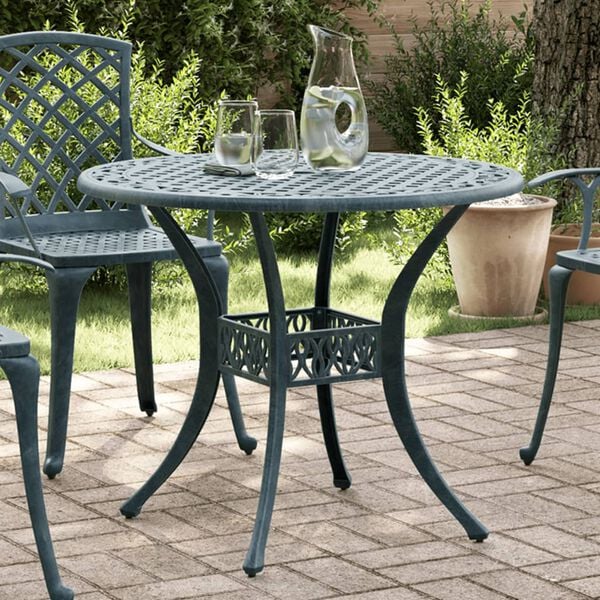 vidaXL Table de jardin vert &Oslash;90x75 cm aluminium coul&eacute;