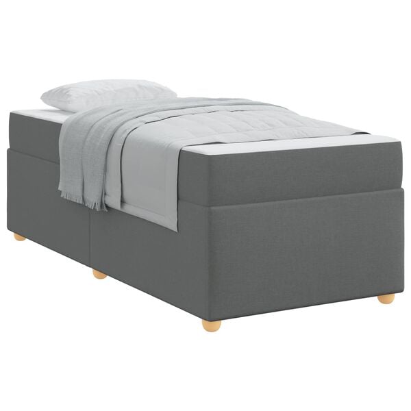 vidaXL Cadre de lit avec matelas Gris fonc&eacute; 90 x 200 cm tissu