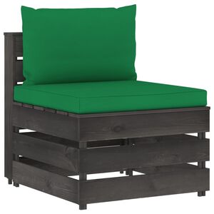 vidaXL Canap&eacute; central sectionnel avec coussins Bois impr&eacute;gn&eacute; de gris