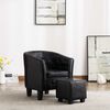 vidaXL Chaise cabriolet avec repose-pied Noir Similicuir