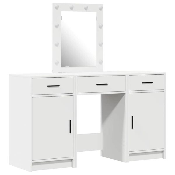 vidaXL Table de Toilette Blanc 50 x 41 x 135 cm Bois d'ing&eacute;nierie