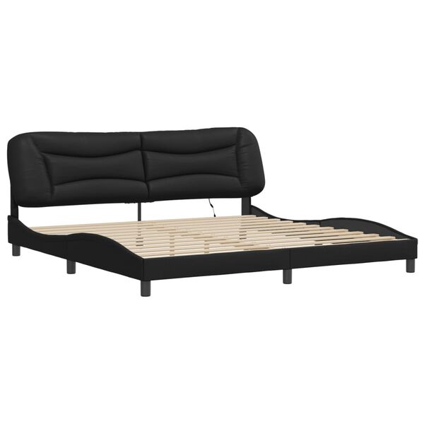 vidaXL Cadre de lit avec LED sans matelas Hvar noir 200x200 cm