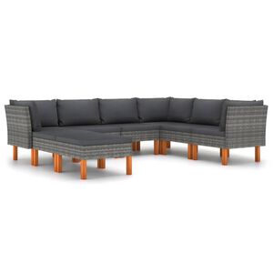 vidaXL Salon de jardin 8 pcs avec coussins R&eacute;sine tress&eacute;e Gris