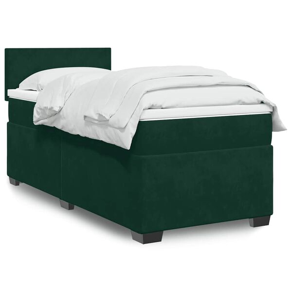 vidaXL Sommier &agrave; lattes de lit avec matelas Vert fonc&eacute; 100x200 cm