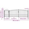 vidaXL Portail de clôture de jardin avec dessus en lance 5x2,25 m Noir