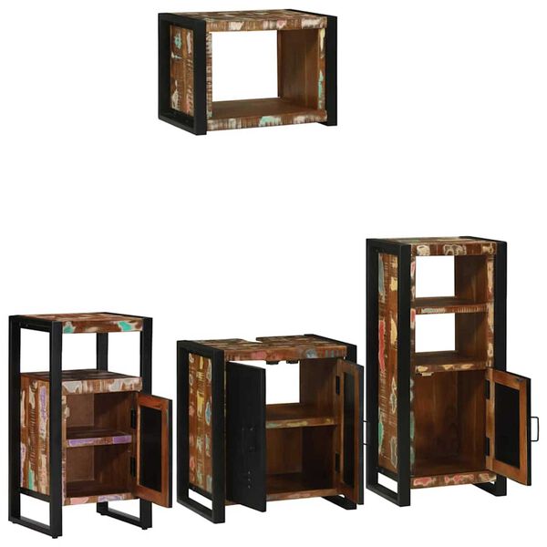 vidaXL Ensemble de mobilier de salle de bain 4 pcs Bois Recycl&eacute; Solide