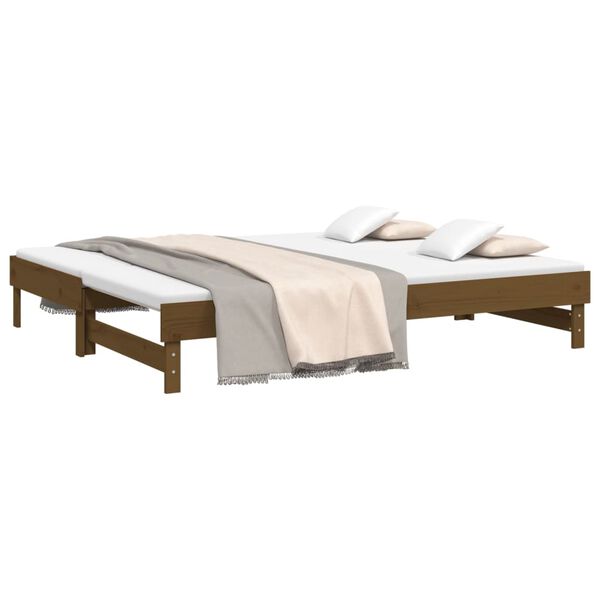 vidaXL Lit coulissant sans matelas marron miel 2x(100x200) cm