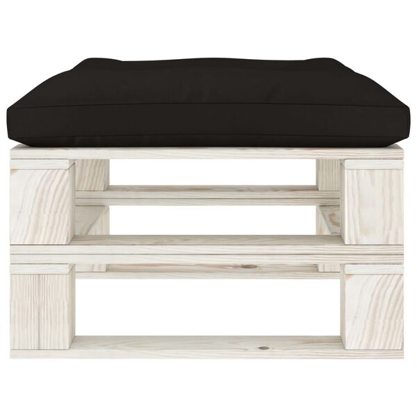 vidaXL Repose-pied palette de jardin avec coussin noir Bois