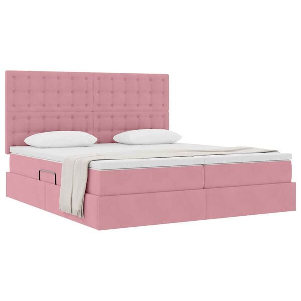 vidaXL Lit de Rangement avec matelas Rose 180 x 200 cm Velours