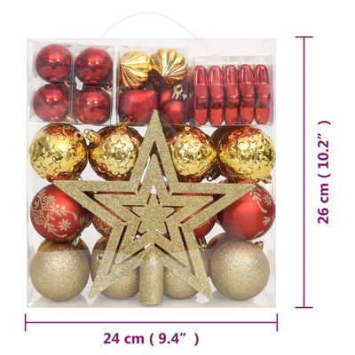 vidaXL Ensemble de boules de Noël 70 pcs Doré et rouge