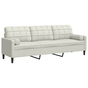 vidaXL Canap&eacute; 3 places avec oreillers d&eacute;coratifs cr&egrave;me 210 cm velours