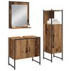 vidaXL Ensemble de mobilier de salle de bain avec étagère 3 pcs Marron