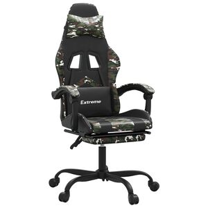 vidaXL Chaise de jeu pivotante repose-pied Noir camouflage Similicuir
