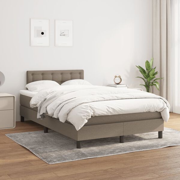 vidaXL Sommier &agrave; lattes de lit avec matelas taupe 120x190 cm tissu
