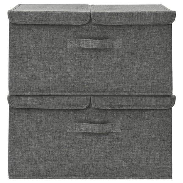 vidaXL Boîtes de rangement 2 pcs Tissu 50x30x25 cm Anthracite