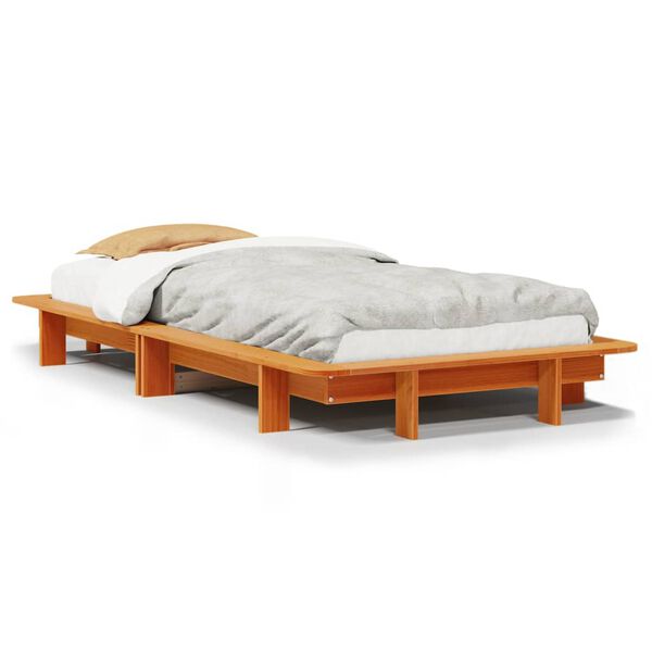 vidaXL Cadre de lit sans matelas cire marron 100x200cm bois pin massif