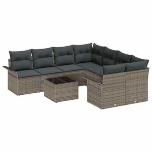 vidaXL Ensemble de canap&eacute; de jardin 9 pc Gris polyrotin