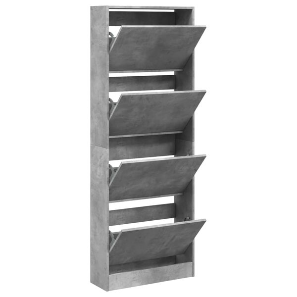 vidaXL Armoire &agrave; chaussures gris b&eacute;ton 60x21x163,5cm bois d'ing&eacute;nierie