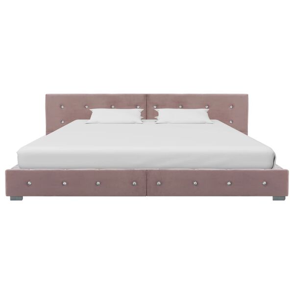 vidaXL Lit avec matelas Rose Velours 180x200 cm