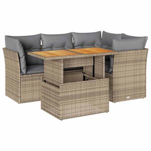 vidaXL Salon de jardin avec coussins 5 pcs beige r&eacute;sine tress&eacute;e