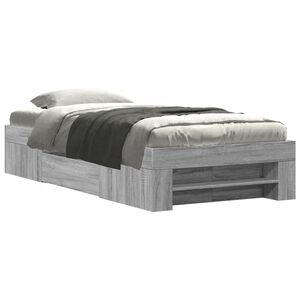 vidaXL Cadre de lit sans matelas sonoma gris 100x200 cm
