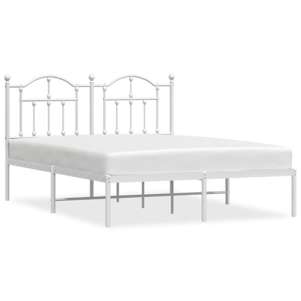 vidaXL Cadre de lit métal sans matelas et tête de lit blanc 140x200 cm