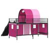 vidaXL Lit mezzanine pour enfants Noir et rose 79,5 x 200 cm M&eacute;tал