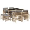 vidaXL Ensemble &agrave; manger de jardin et coussins 9 pcs m&eacute;lange beige