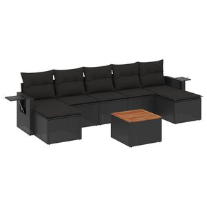 vidaXL Salon de jardin 8 pcs avec coussins noir r&eacute;sine tress&eacute;e