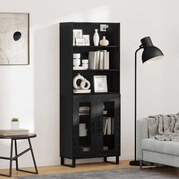 vidaXL Haut Armoire Ch&ecirc;ne noir 69,5 x 34 x 180 cm Bois d'ing&eacute;nierie
