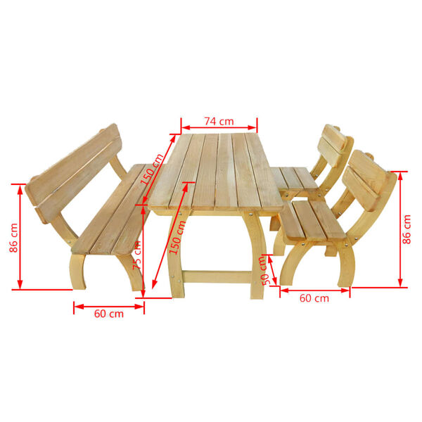 vidaXL Ensemble &agrave; manger d'ext&eacute;rieur 4 pcs Bois de pin impr&eacute;gn&eacute;