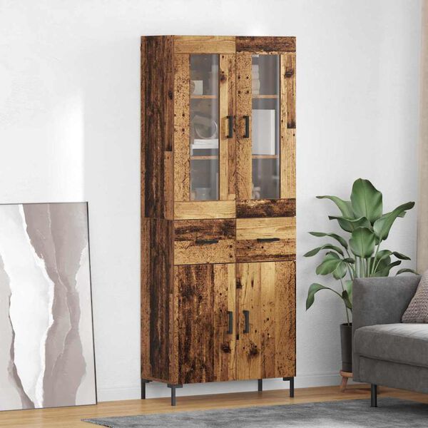 vidaXL Haut Armoire avec tiroir 2 pcs Bois ancien Bois d'ing&eacute;nierie