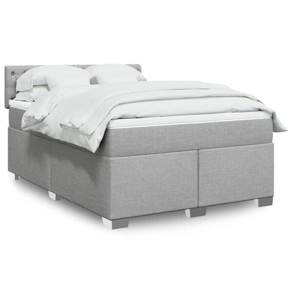 vidaXL Sommier &agrave; lattes de lit avec matelas Gris clair 140x200cm Tissu
