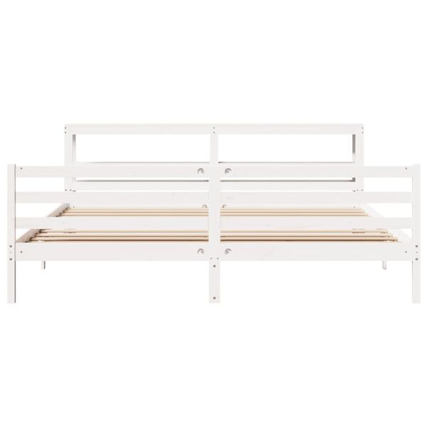 vidaXL Cadre de lit sans matelas blanc 200x200 cm bois massif de pin