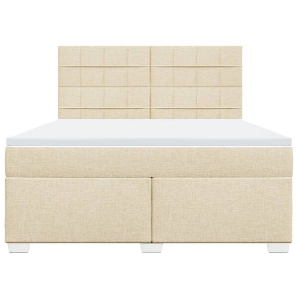 vidaXL Sommier &agrave; lattes de lit avec matelas Cr&egrave;me 180x200 cm Tissu