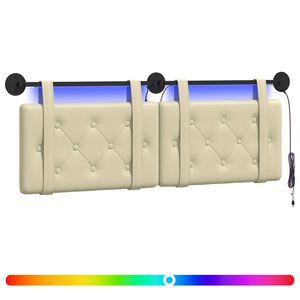 vidaXL T&ecirc;te de lit suspendue Avec lumi&egrave;re LED Cr&egrave;me Simili cuir
