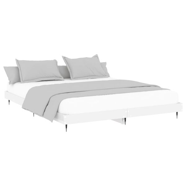 vidaXL Cadre de lit sans matelas blanc brillant 140x200 cm