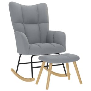 vidaXL Chaise à bascule avec repose-pied Gris clair Tissu