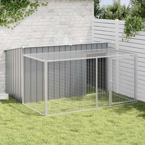 vidaXL Niche pour chien avec enclos Anthracite 197 x 194 x 110 cm Acier galvanisé