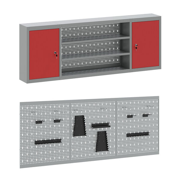 vidaXL Placard de travail avec tiroir 7 pcs Rouge 150 x 55 x 200 cm